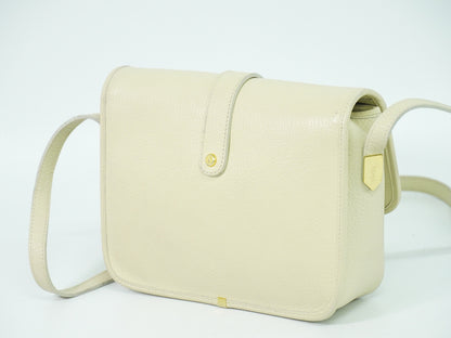 Saint Laurent Vintage Flap Crossbody Bag Leather, ECRU, LEATHER, Shoulder bag