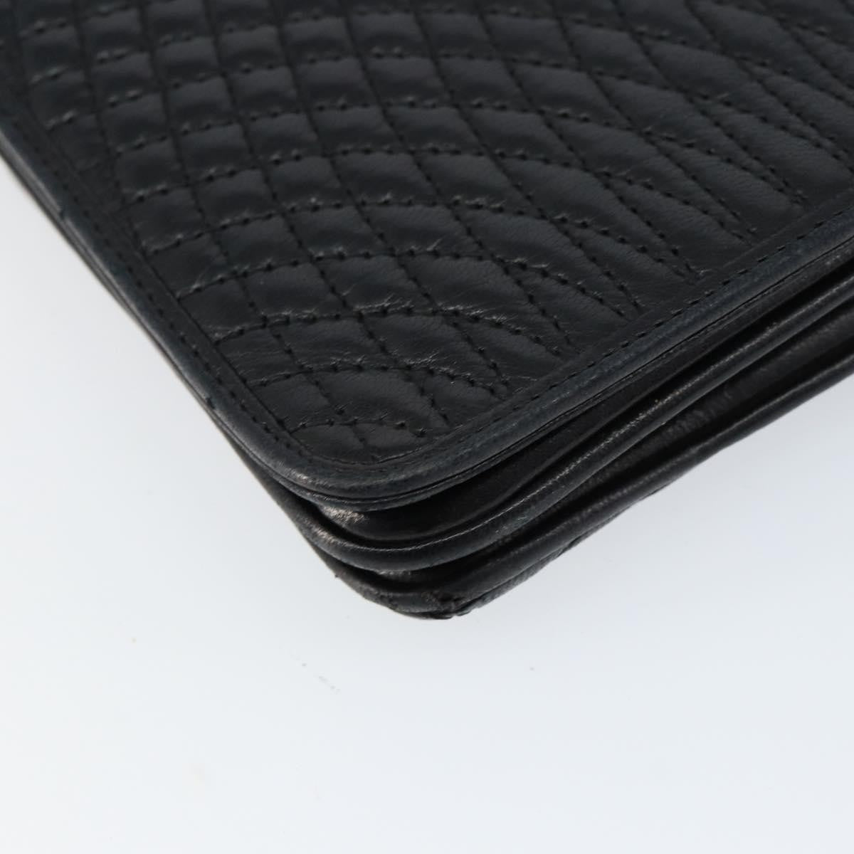 Bally Vintage Chain Shoulder Bag Quilted Leather, BLACK, LEATHER, Shoulder bag