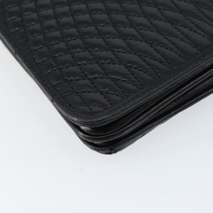 Bally Vintage Chain Shoulder Bag Quilted Leather, BLACK, LEATHER, Shoulder bag