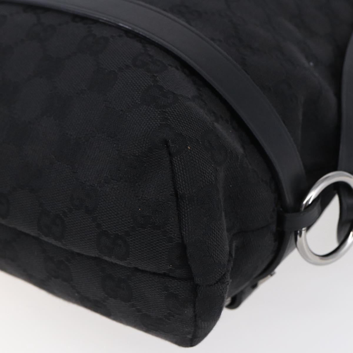 Gucci Vintage Harness Tote GG Canvas with Leather, BLACK, CANVAS, Tote bag