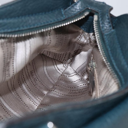 Salvatore Ferragamo Gancini handbag Leather, GREEN, LEATHER, Handbag