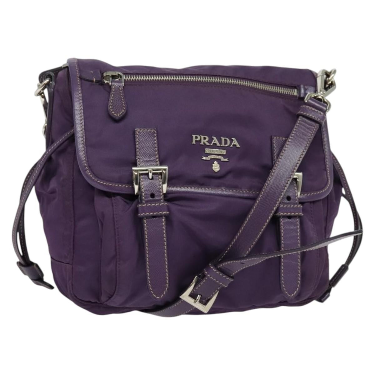 Prada Double Buckle Flap Camera Bag Tessuto, PURPLE, NYLON, Shoulder bag