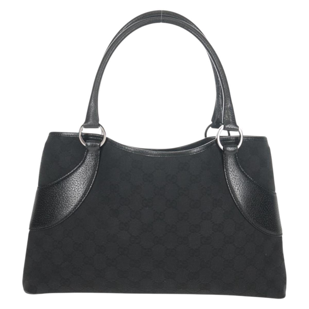 Gucci Vintage Ring Tote GG Canvas with Leather, BLACK, CANVAS, Handbag