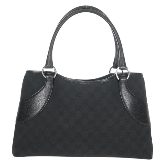 Gucci Vintage Ring Tote GG Canvas with Leather, BLACK, CANVAS, Handbag