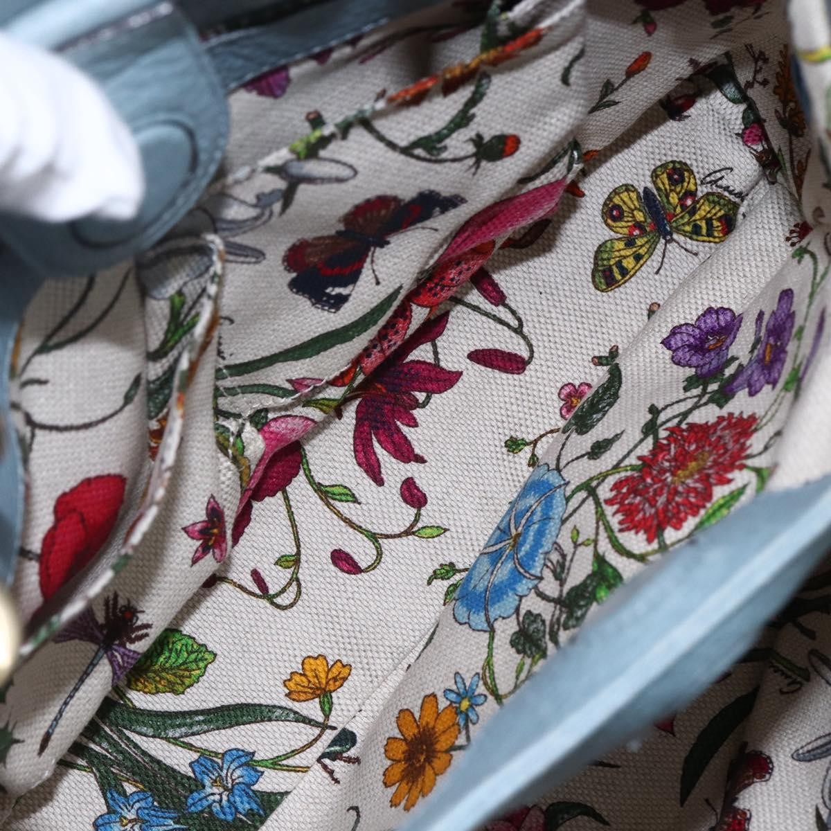 Gucci Bamboo Shopper Tote Leather, BLUE, LEATHER, Handbag