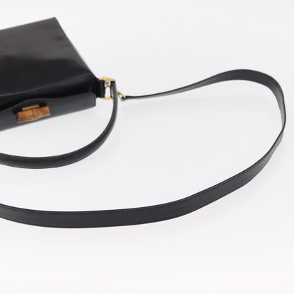 Gucci Vintage Convertible Bamboo Box Crossbody Bag Leather, BLACK, LEATHER, Handbag