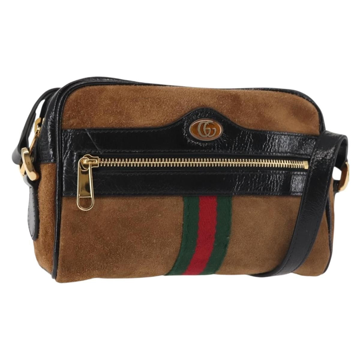 Gucci Ophidia Shoulder Bag Suede, BROWN, SUEDE, Shoulder bag