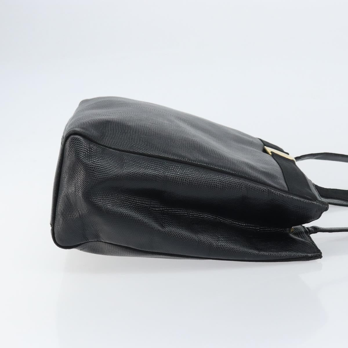 Salvatore Ferragamo Vintage Vara Bow Tote Lizard Embossed Leather, BLACK, LEATHER, Tote bag