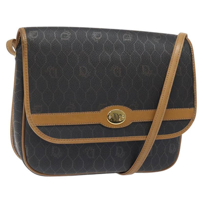 Christian Dior Vintage Honeycomb Flap Crossbody Bag Coated Canvas, GRAY, CANVAS, Crossbody bag