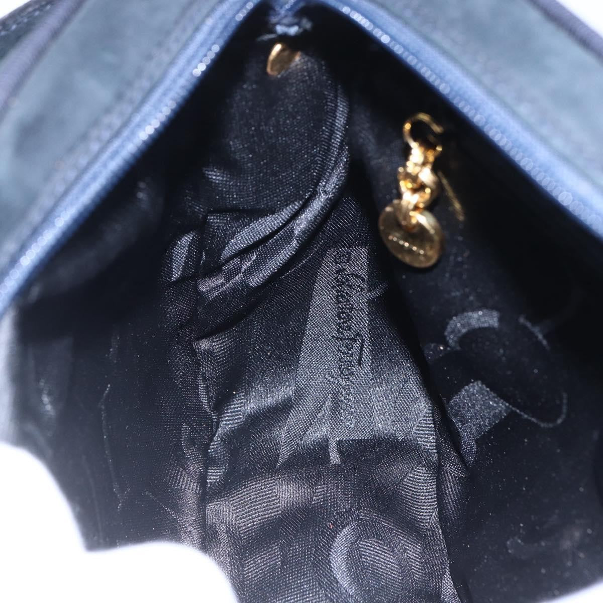 Salvatore Ferragamo Vala Shoulder Bag Leather, NAVY, LEATHER, Shoulder bag