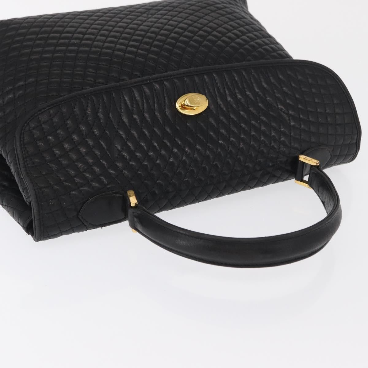 Bally Vintage Handbag Quilted Leather, BLACK, LEATHER, Handbag