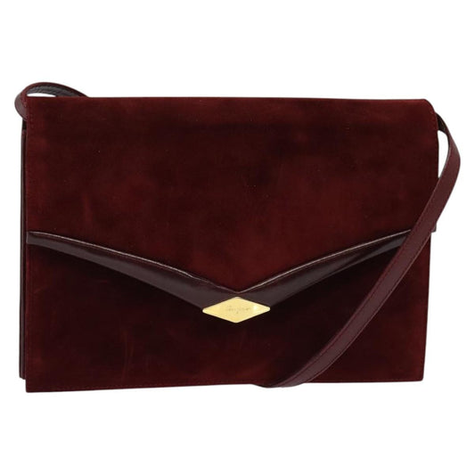 Salvatore Ferragamo Flap Shoulder Bag Suede, BURGUNDY, SUEDE, Shoulder bag