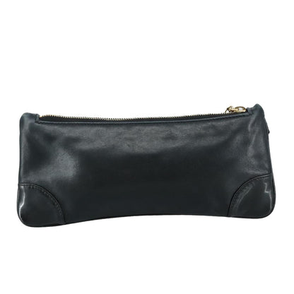 Chanel Vintage Camellia CC Wristlet Clutch Lambskin with Patent, BLACK, LEATHER, Clutche & pouche