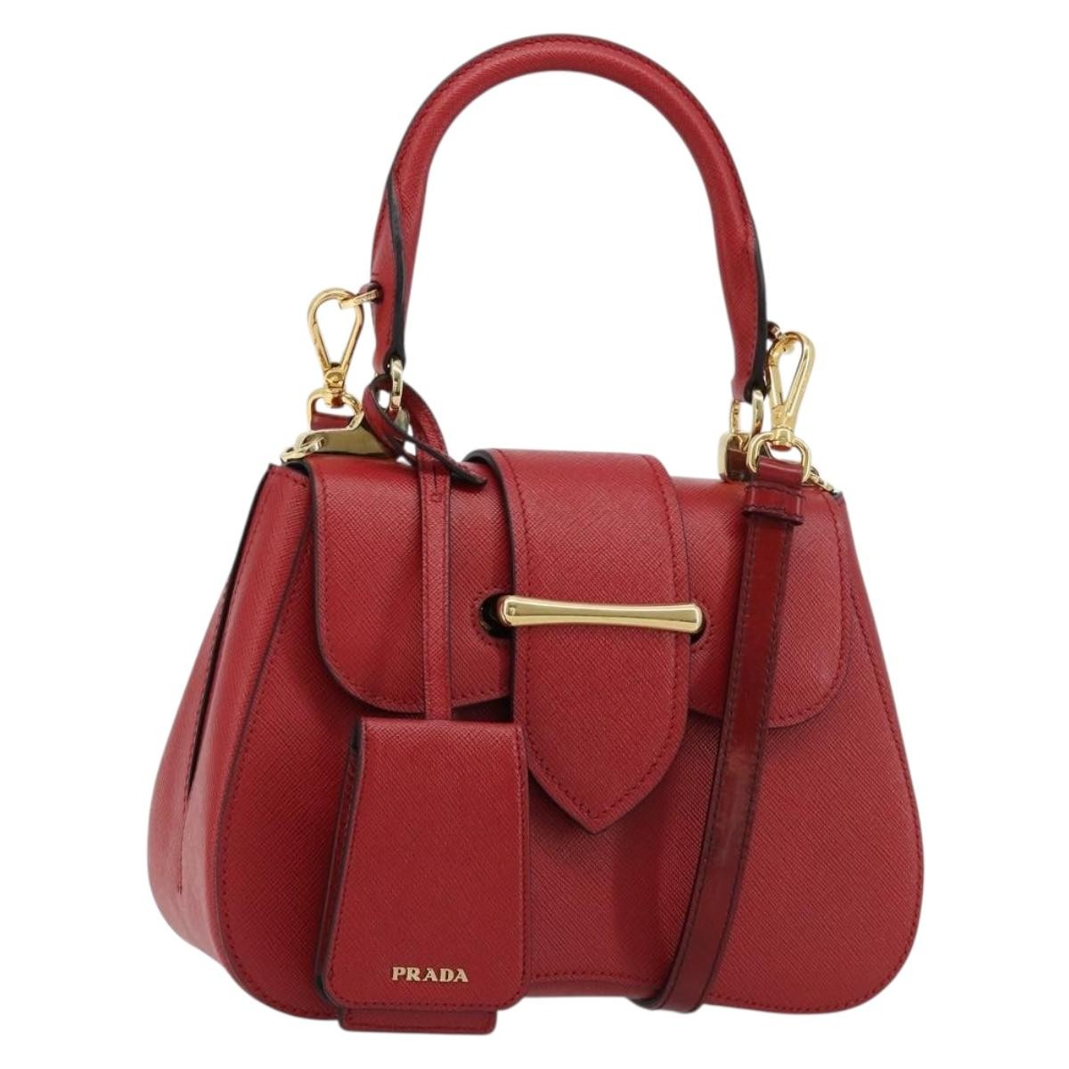 Prada Sidonie Top Handle Bag Saffiano Leather, Red, Leather, Handbag