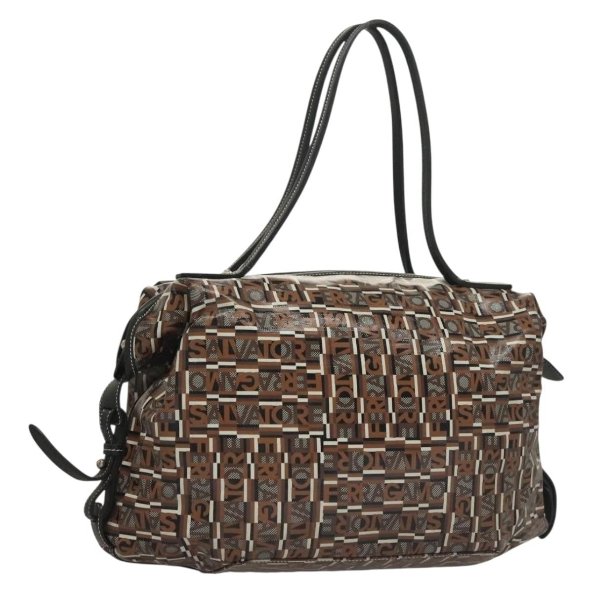 Salvatore Ferragamo Vintage Handbag Canvas, BROWN, CANVAS, Handbag