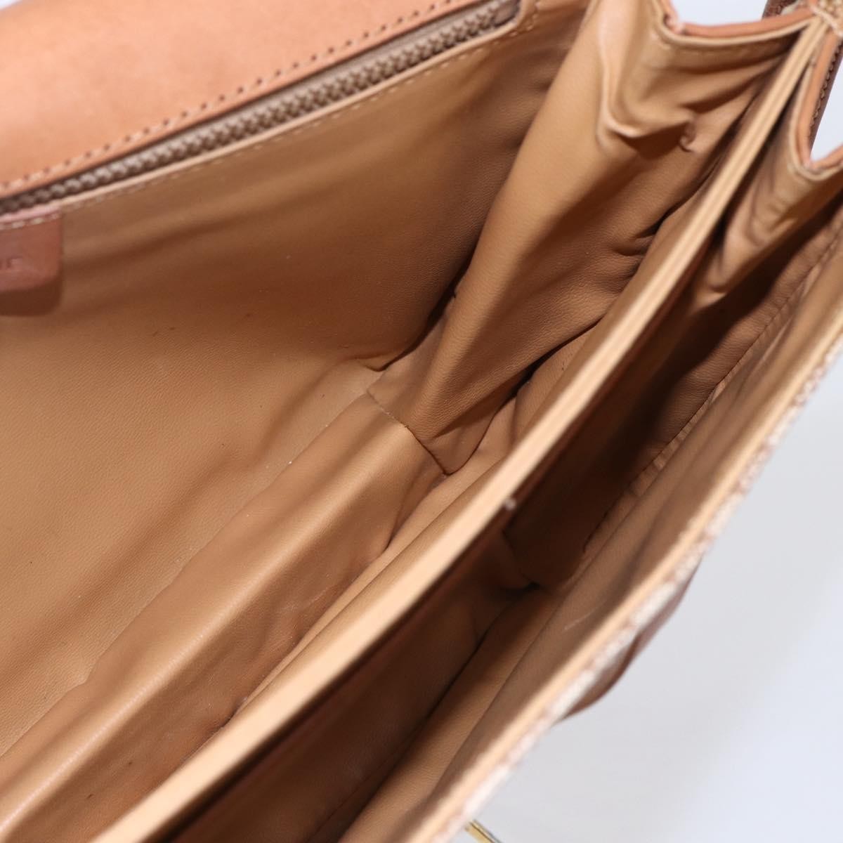 Celine Vintage Macadam Shoulder Bag Canvas and Leather, BEIGE, CANVAS, Shoulder bag