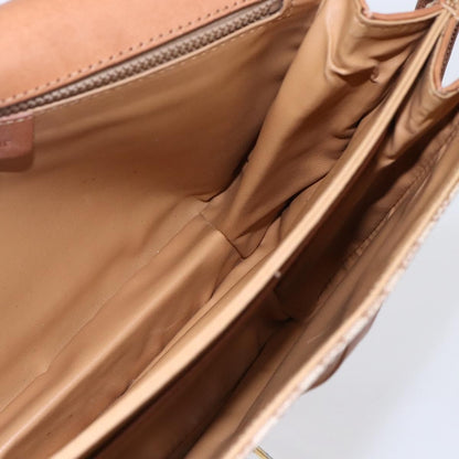 Celine Vintage Macadam Shoulder Bag Canvas and Leather, BEIGE, CANVAS, Shoulder bag