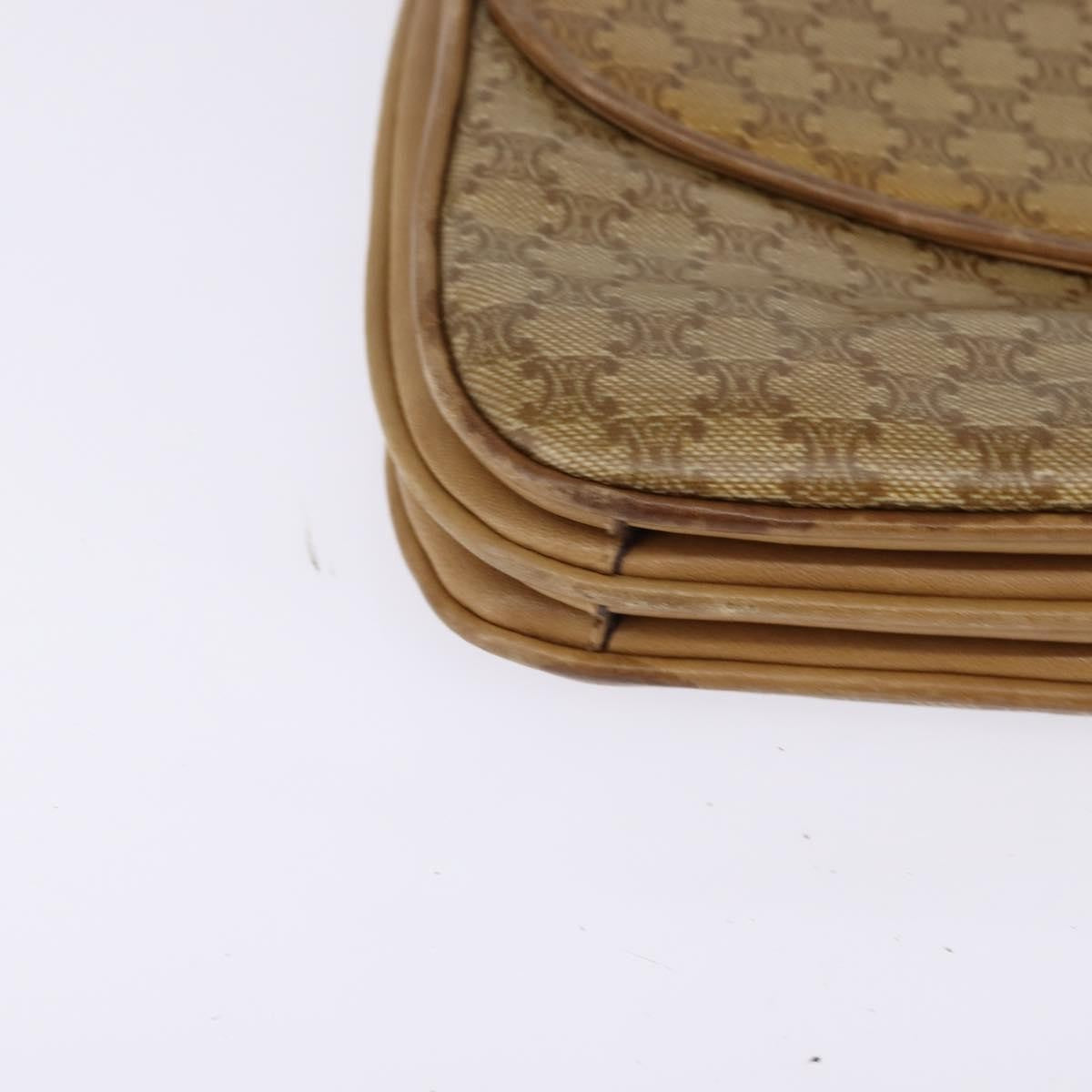 Celine Vintage Macadam Shoulder Bag Canvas and Leather, BEIGE, CANVAS, Shoulder bag