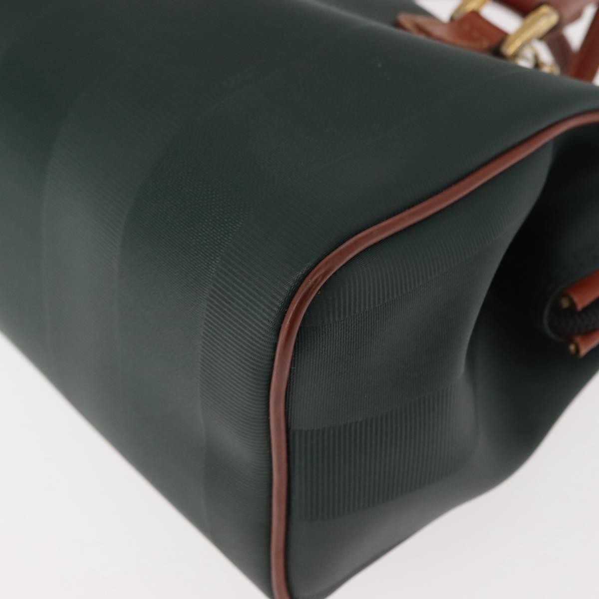 Fendi Vintage Pequin Convertible Boston Bag Coated Canvas, GREEN, CANVAS, Handbag