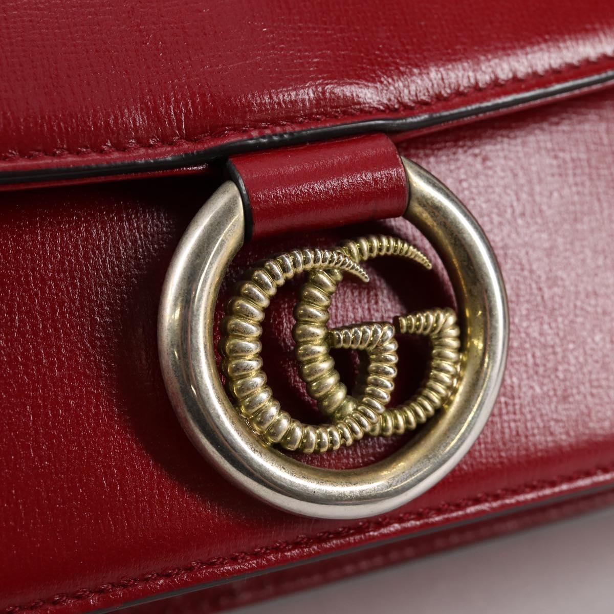 Gucci GG Ring Shoulder Bag Leather, RED, LEATHER, Shoulder bag