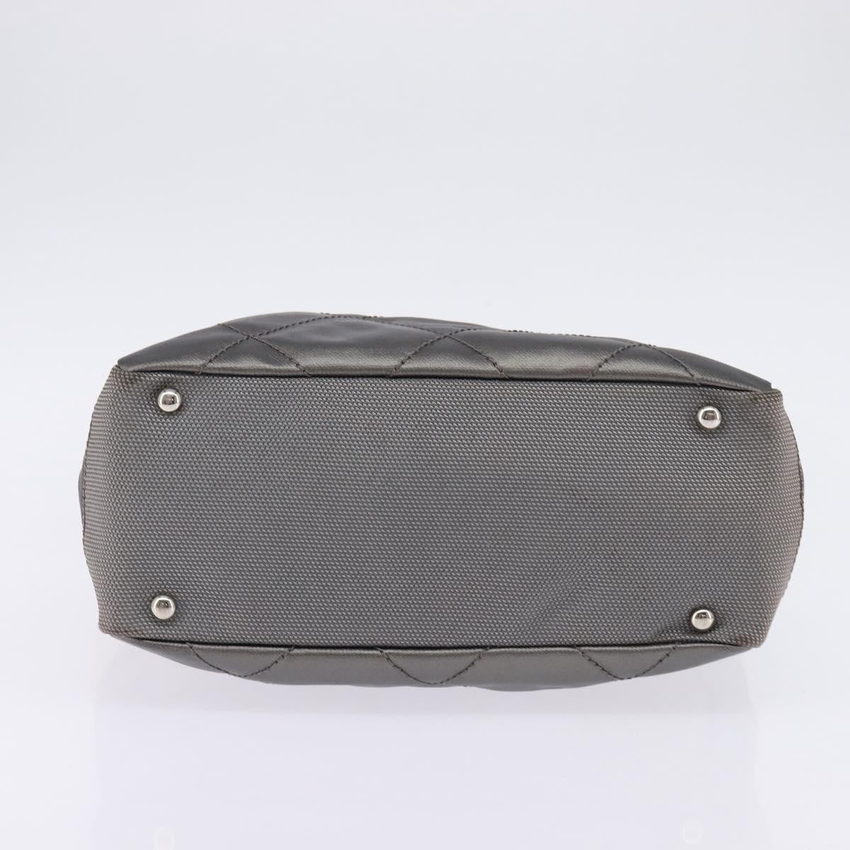 Chanel Biarritz Tote Quilted Coated Canvas, SILVER, CANVAS, Tote bag