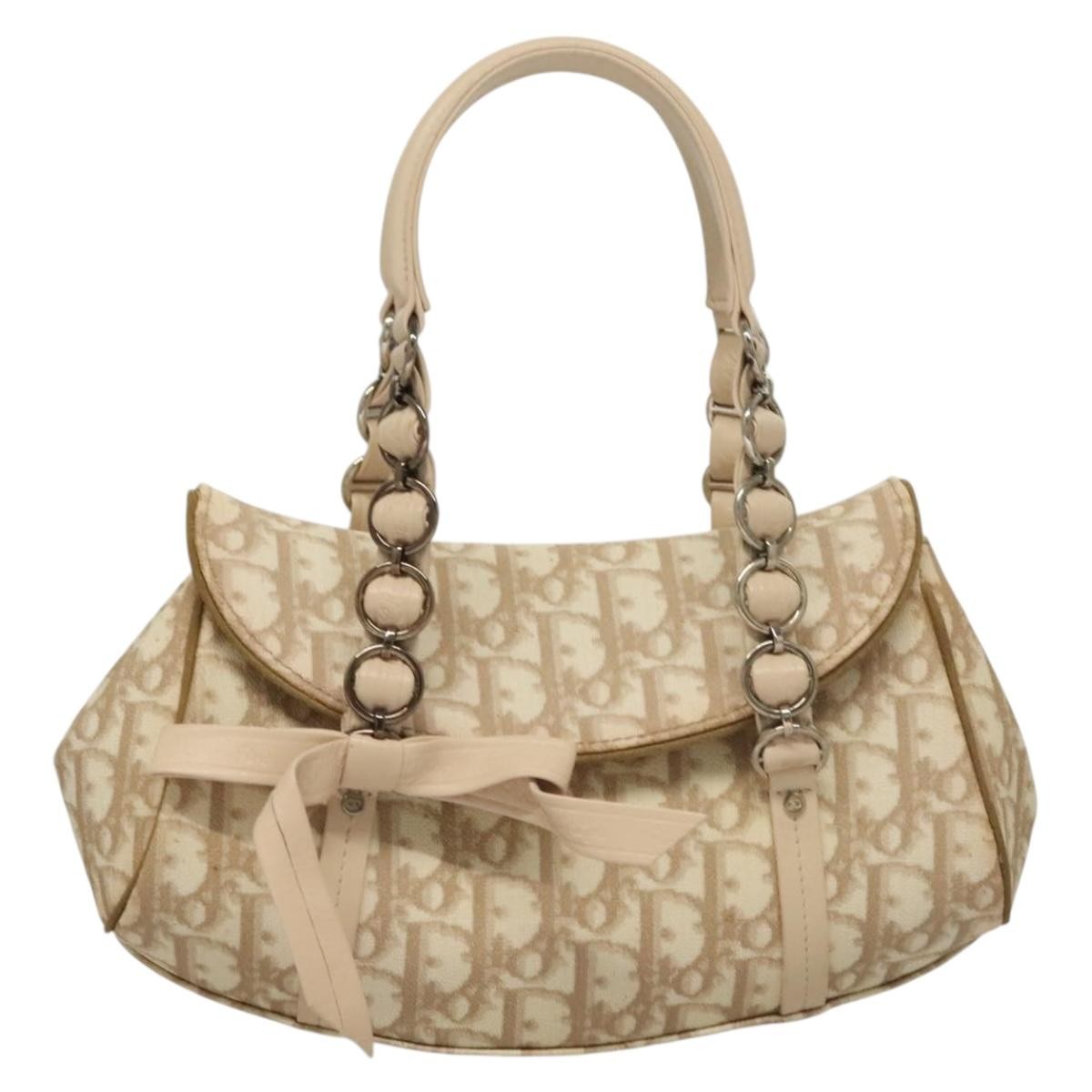 Christian Dior Vintage Trotter Romantique Flap Bag Diorissimo Coated Canvas, BEIGE, CANVAS, Handbag