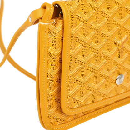 Goyard Plumet Clutch Wallet Coated Canvas, YELLOW, CANVAS, Shoulder bag