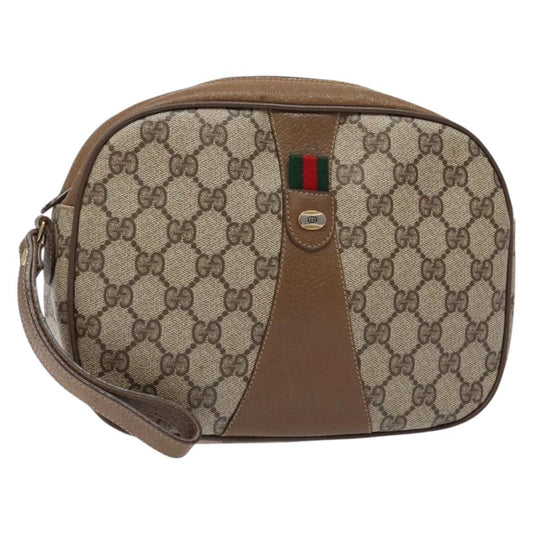 Gucci Sherry line pouch Canvas, BEIGE, PVC, Clutche & pouche