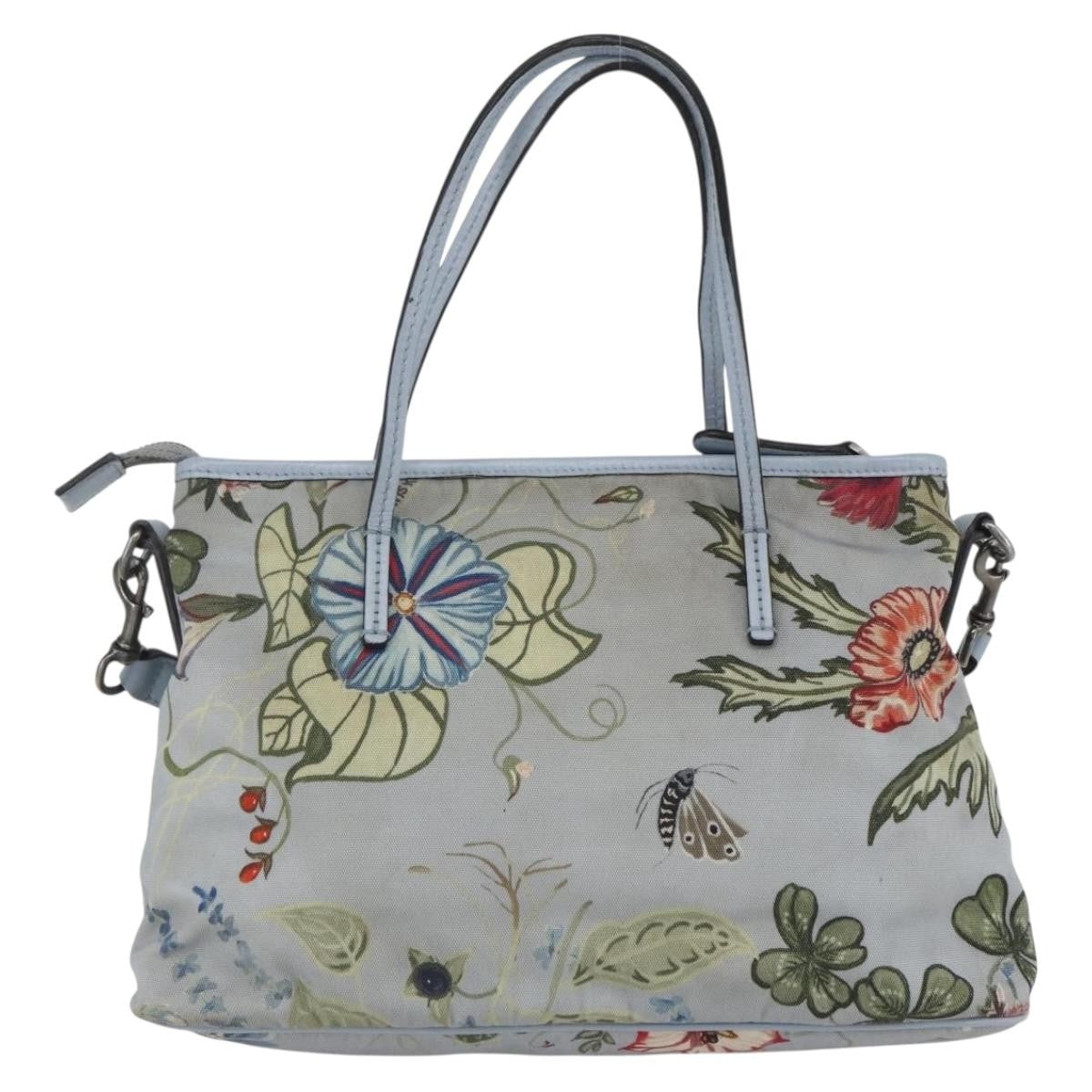 Gucci Convertible Zip Tote Flora Canvas, BLUE, CANVAS, Tote bag