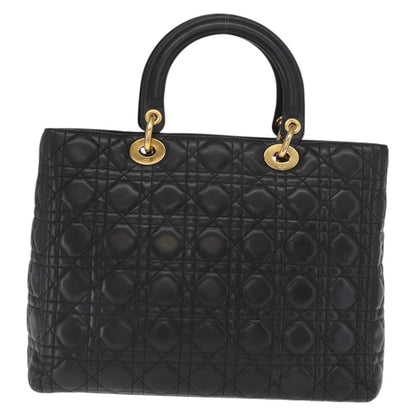 Christian Dior Vintage Lady Dior Bag Cannage Quilt Lambskin, BLACK, LEATHER, Tote bag