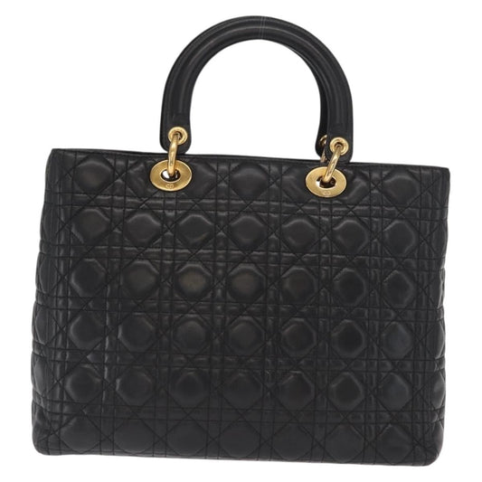 Christian Dior Vintage Lady Dior Bag Cannage Quilt Lambskin, BLACK, LEATHER, Tote bag