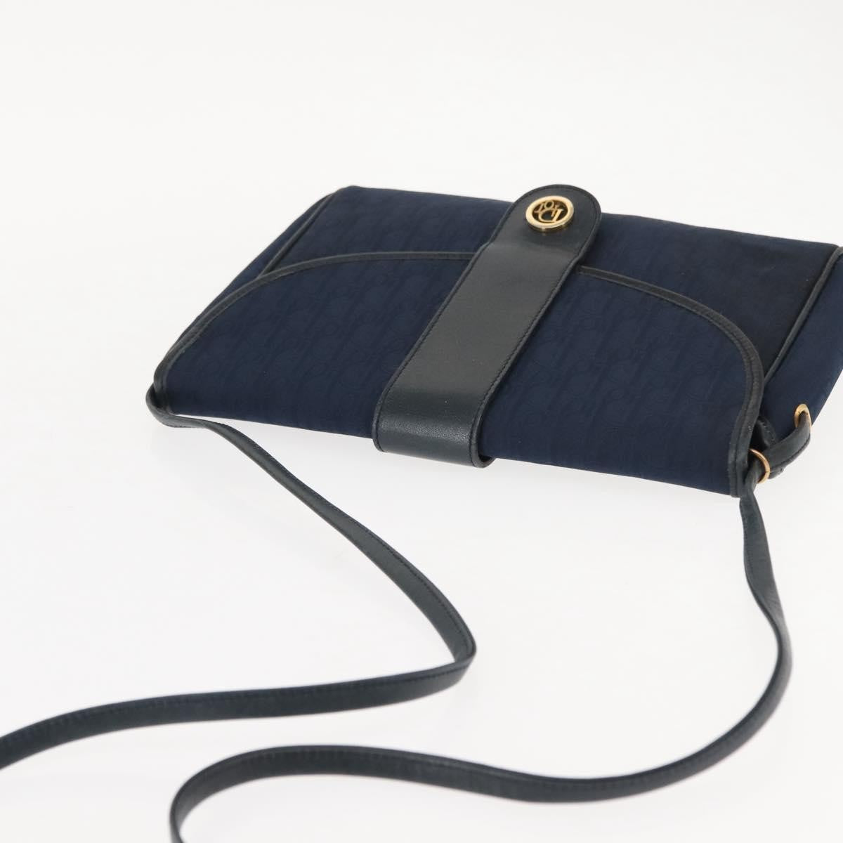 Christian Dior Vintage Trotter Shoulder Bag Canvas, NAVY, CANVAS, Shoulder bag