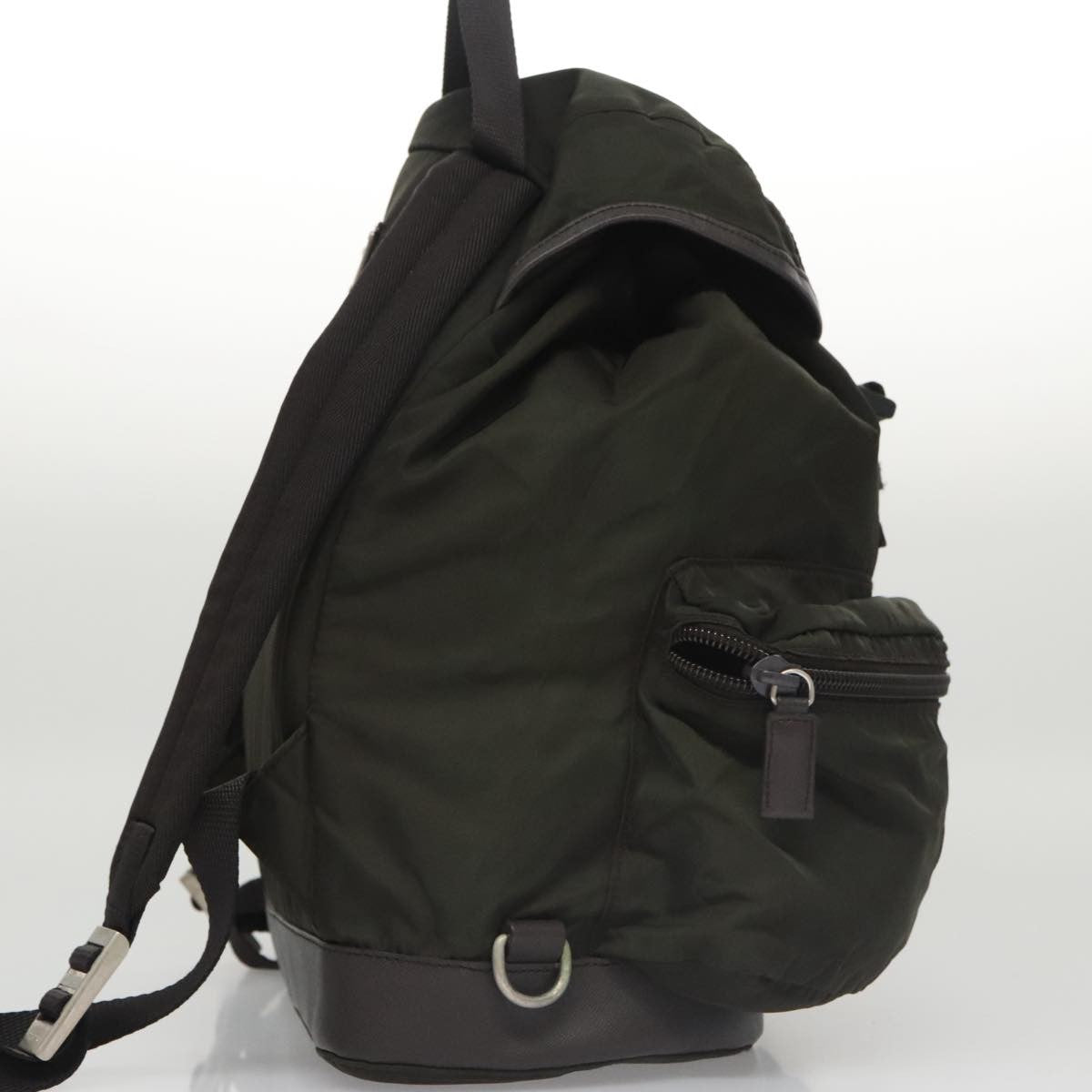Prada Double Front Pocket Backpack Tessuto, Khaki, Nylon, Backpack