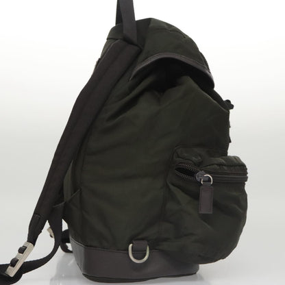 Prada Double Front Pocket Backpack Tessuto, Khaki, Nylon, Backpack