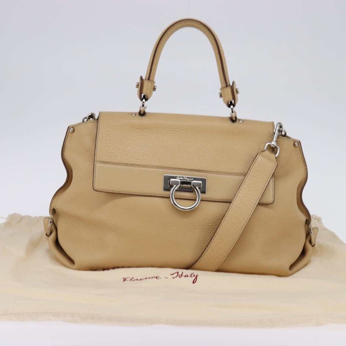 Salvatore Ferragamo Sofia Satchel Grainy Leather, BEIGE, LEATHER, Handbag