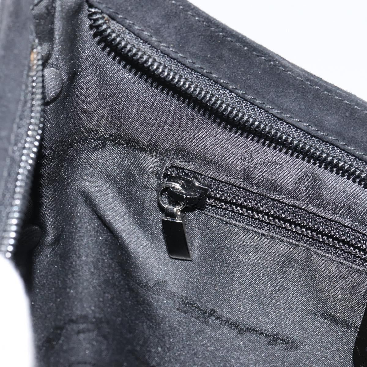 Salvatore Ferragamo Vintage Shoulder Bag Suede, BLACK, SUEDE, Shoulder bag