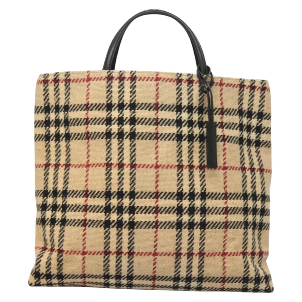Burberry Nova Check Handbag Wool, BEIGE, WOOL, Handbag