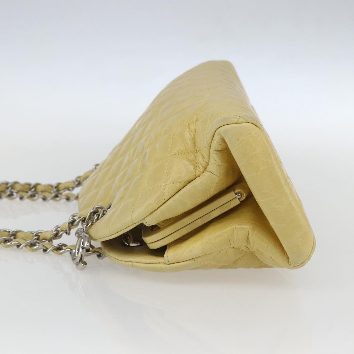 Chanel Just Mademoiselle Bag Quilted Aged Calfskin, YELLOW, LEATHER, Shoulder bag