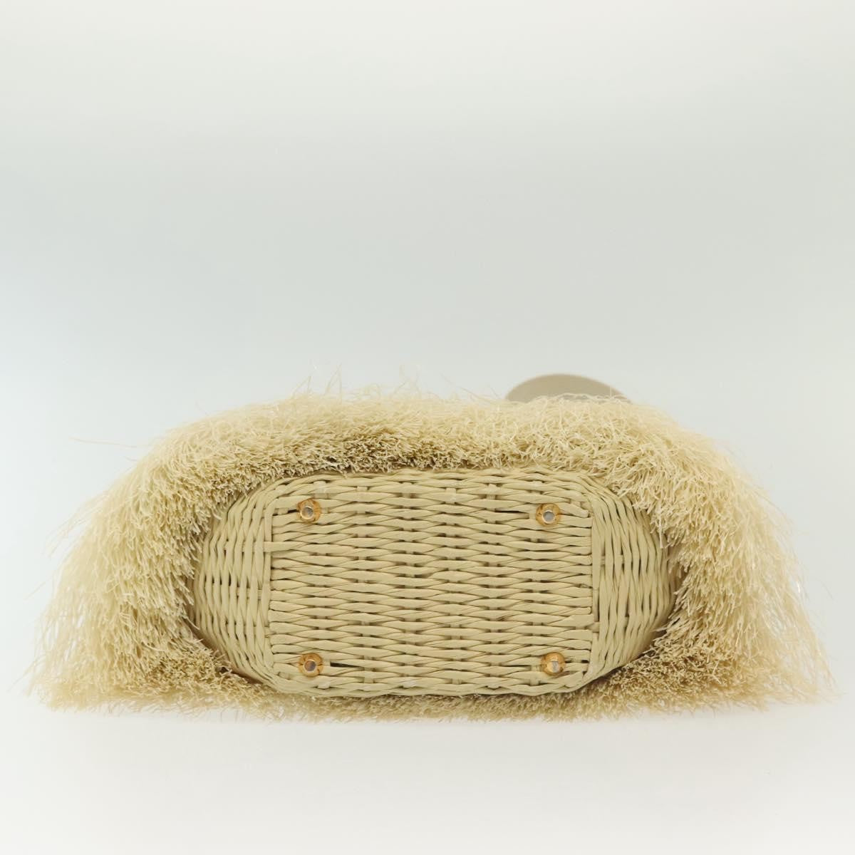 Prada Fringe Wicker Tote Woven Straw, GOLD, WOOD, Handbag