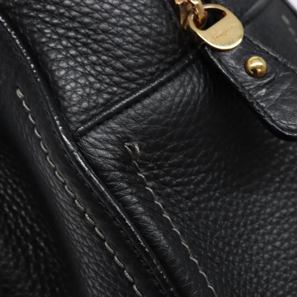 Salvatore Ferragamo Gancini handbag Leather, BLACK, LEATHER, Handbag