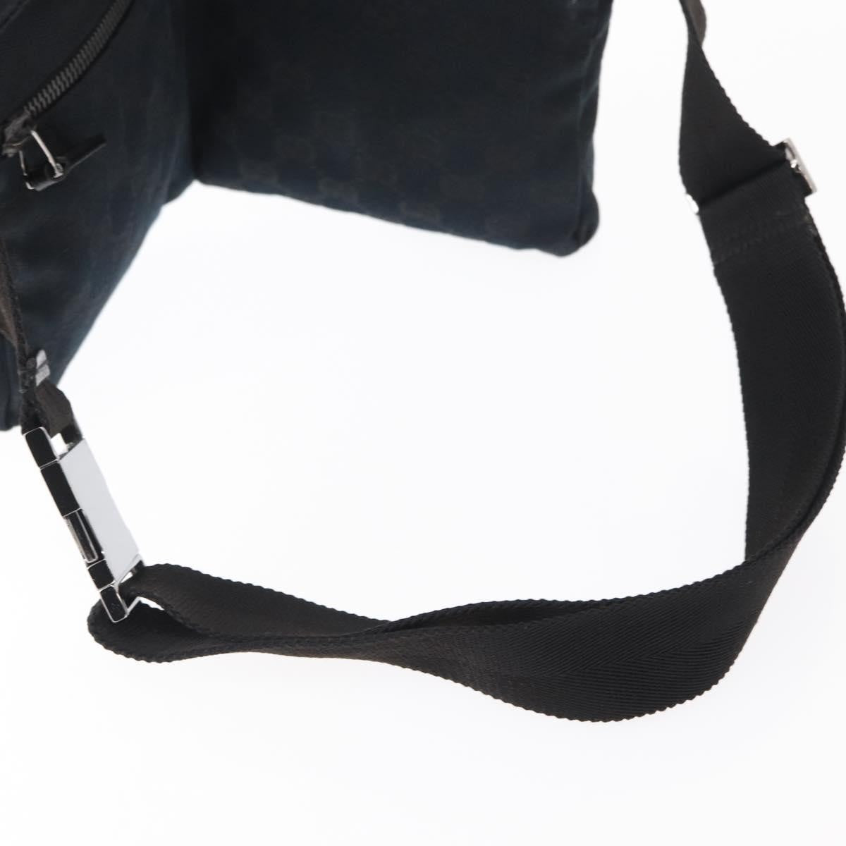 Gucci Vintage Double Belt Bag GG Canvas with Leather, BLACK, CANVAS, Clutche & pouche