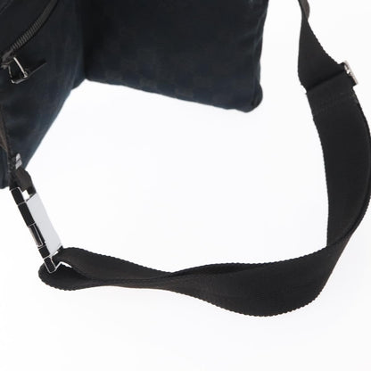 Gucci Vintage Double Belt Bag GG Canvas with Leather, BLACK, CANVAS, Clutche & pouche
