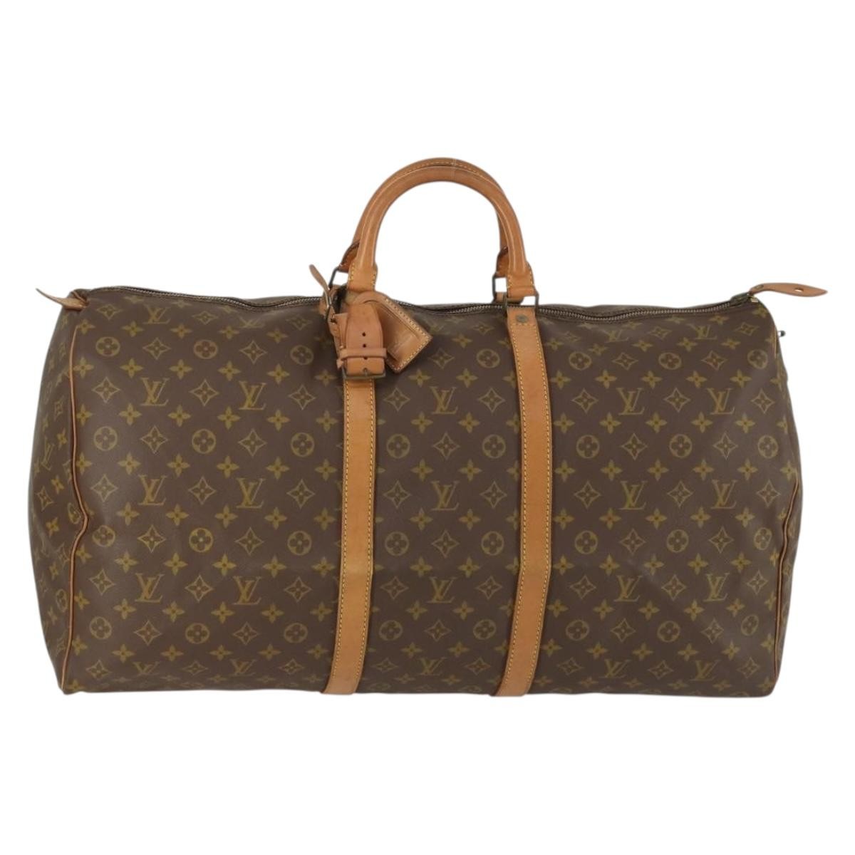 Louis Vuitton Keepall Bag Monogram Canvas, BROWN, CANVAS, Travel bag
