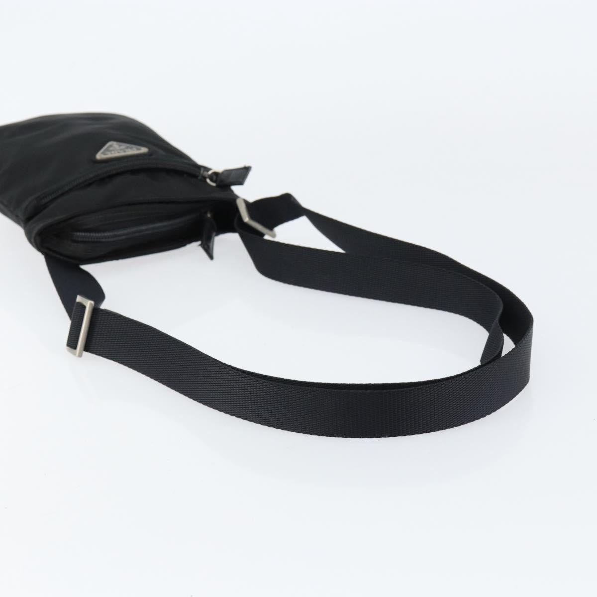 Prada Front Zip Convertible Flat Messenger Tessuto with Leather, BLACK, NYLON, Shoulder bag
