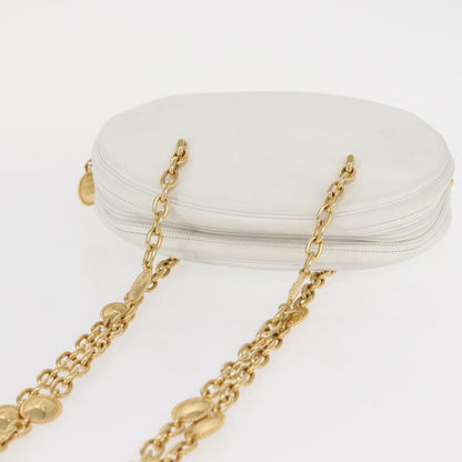 Christian Dior Vintage Zip Shoulder Bag Leather, WHITE, LEATHER, Shoulder bag