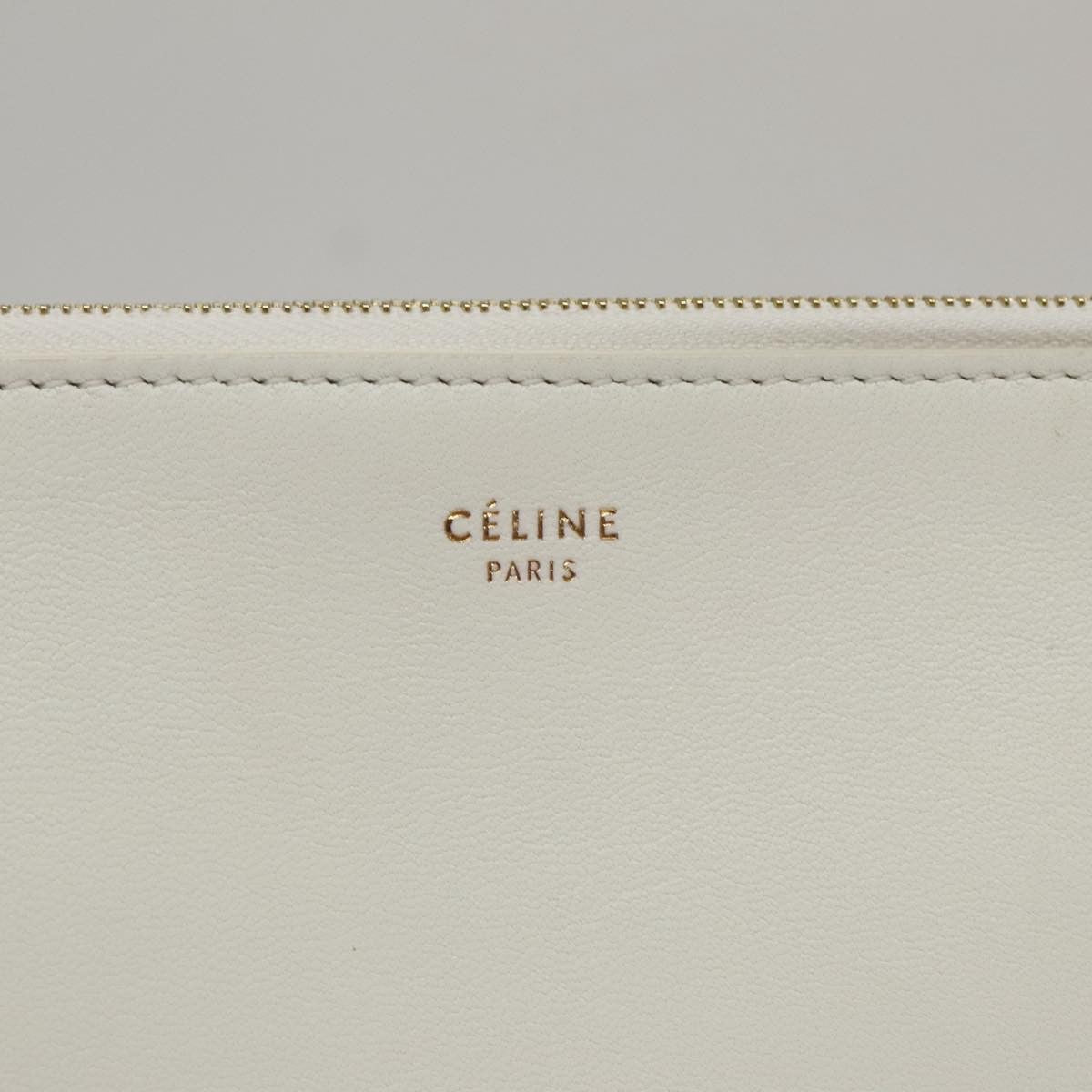 Celine Bicolor Solo Clutch Leather, GRAY, LEATHER, Clutche & pouche