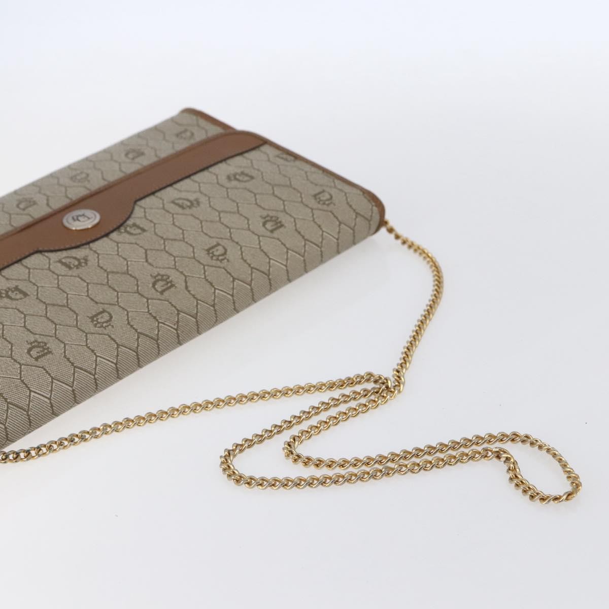 Christian Dior Vintage Honeycomb chain Canvas, BEIGE, CANVAS, Shoulder bag