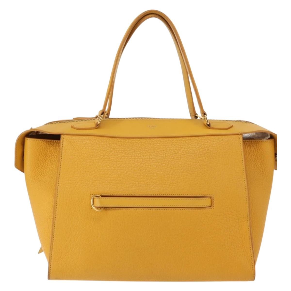 Celine Ring Bag Leather, YELLOW, LEATHER, Tote bag