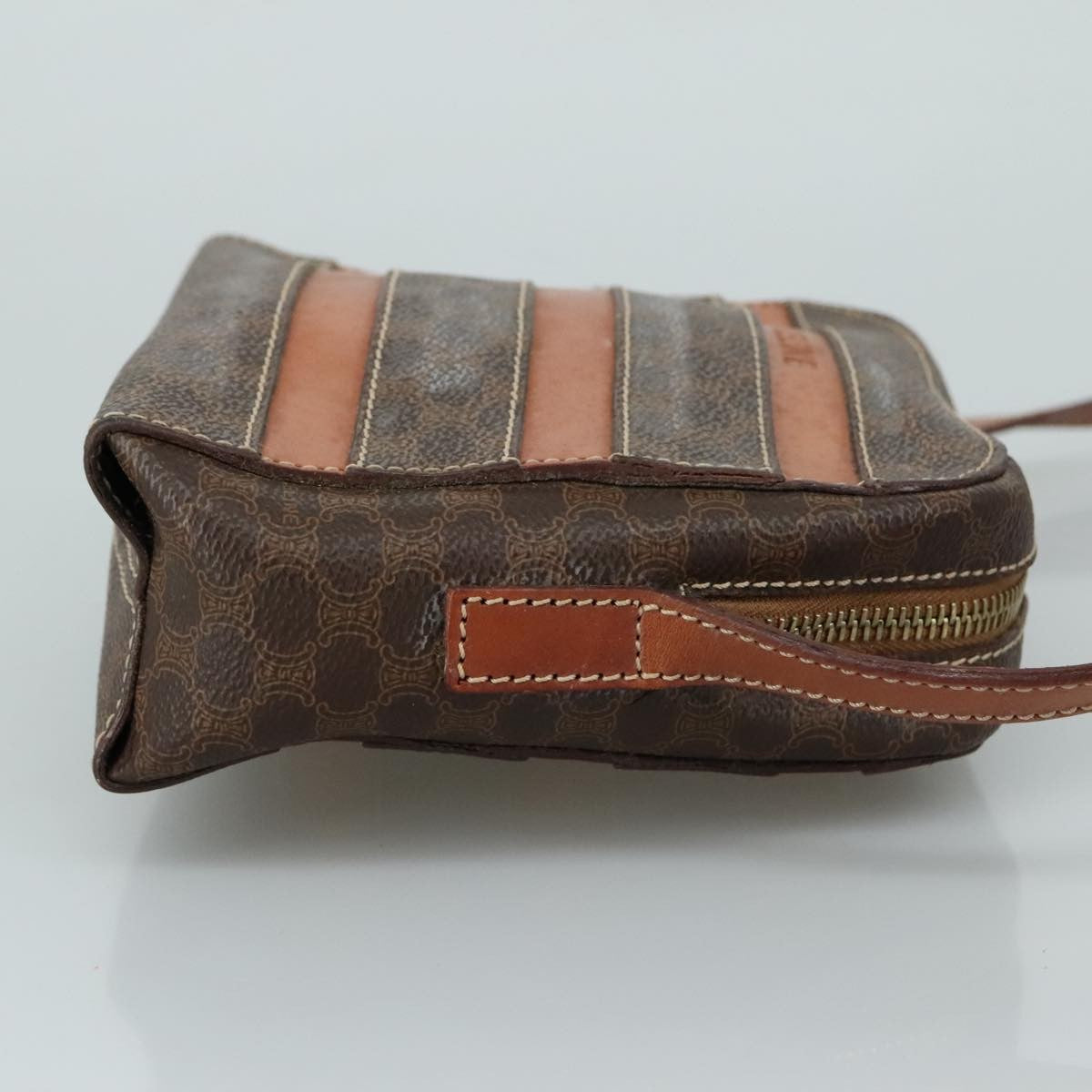 Celine Macadam Shoulder Bag Leather, BROWN, LEATHER, Shoulder bag