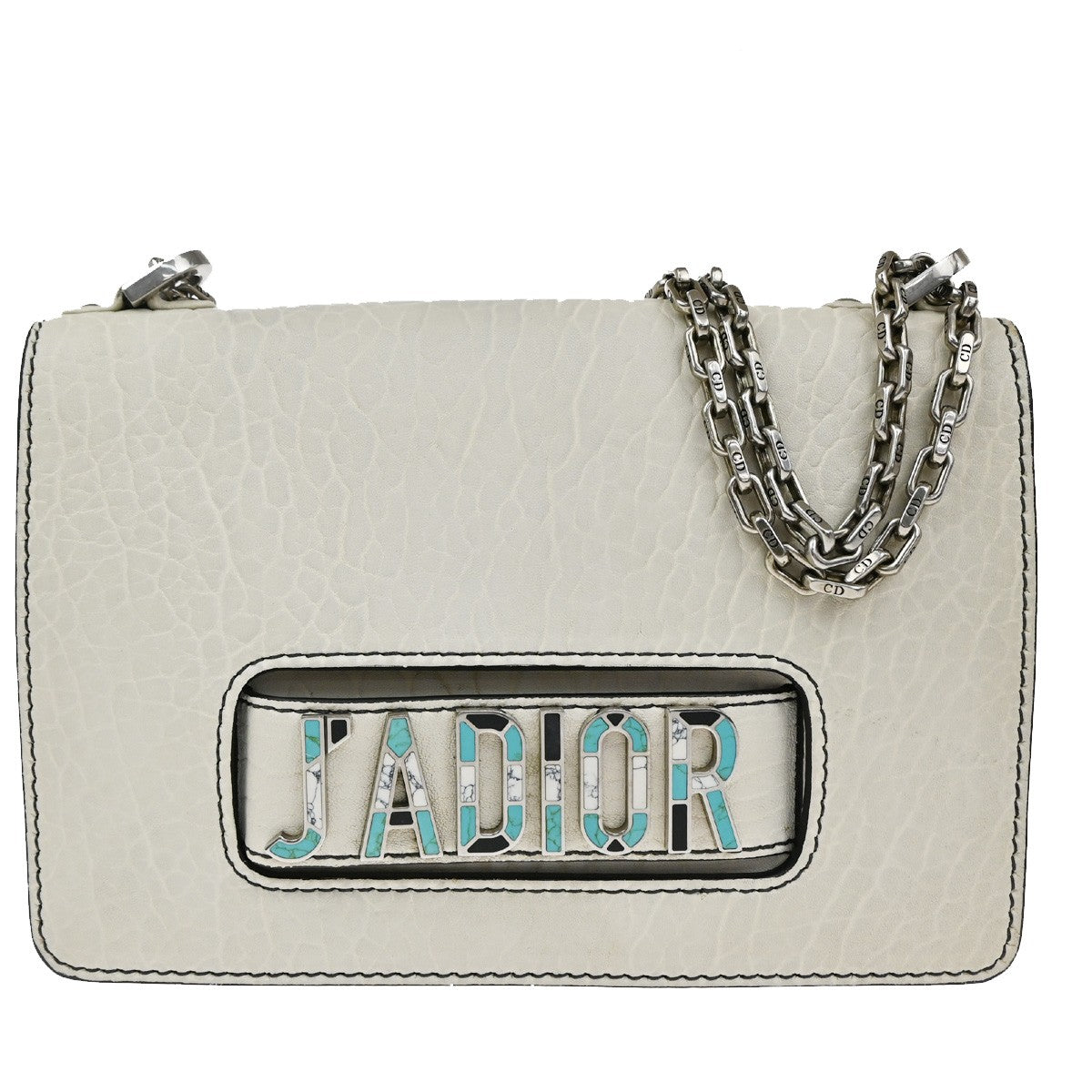 Christian Dior J'Adior Flap Bag Canyon Grained Lambskin with Mosaic Detail, WHITE, LEATHER, Shoulder bag